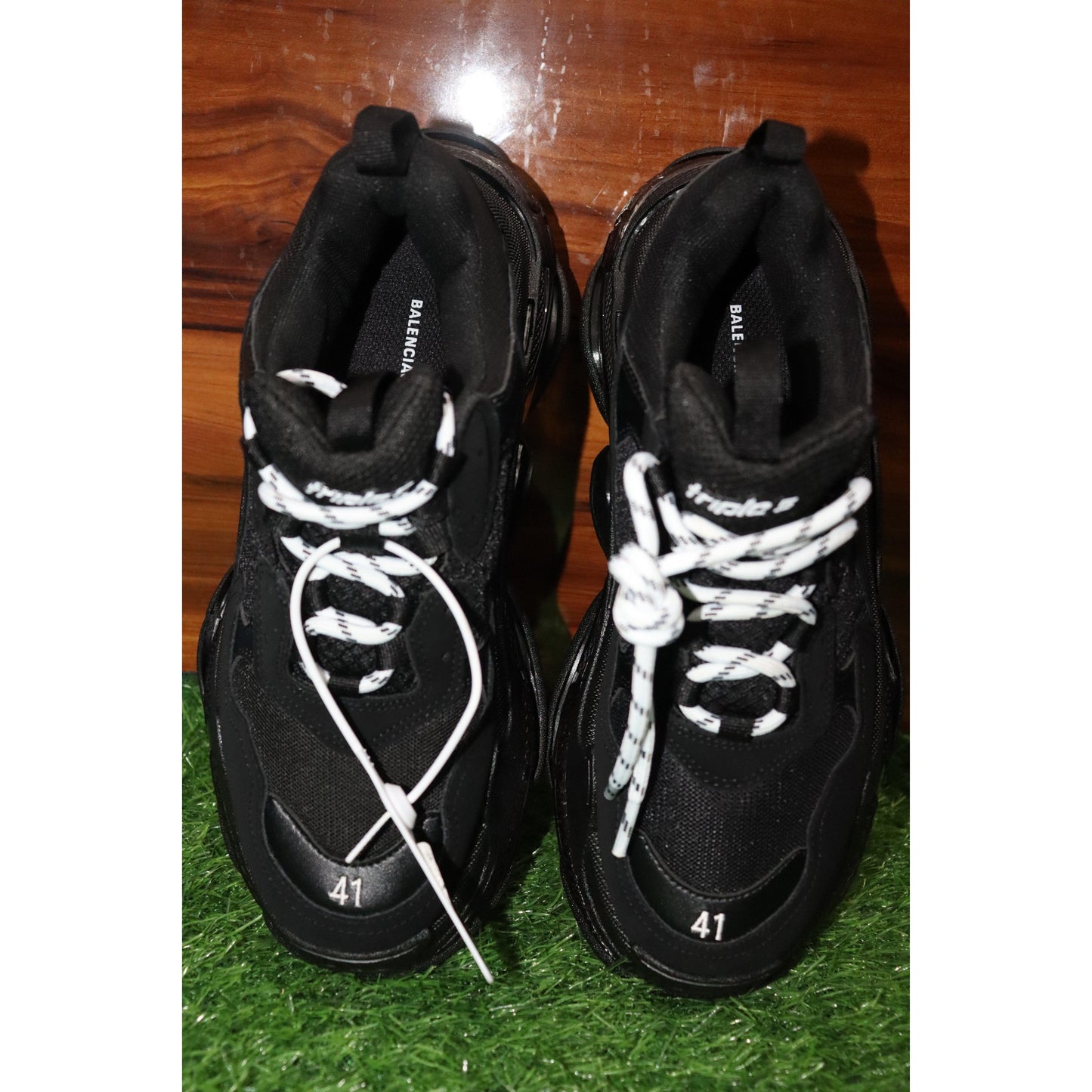 Balenciaga Mens Triple S Clear Sole Sneaker in Black