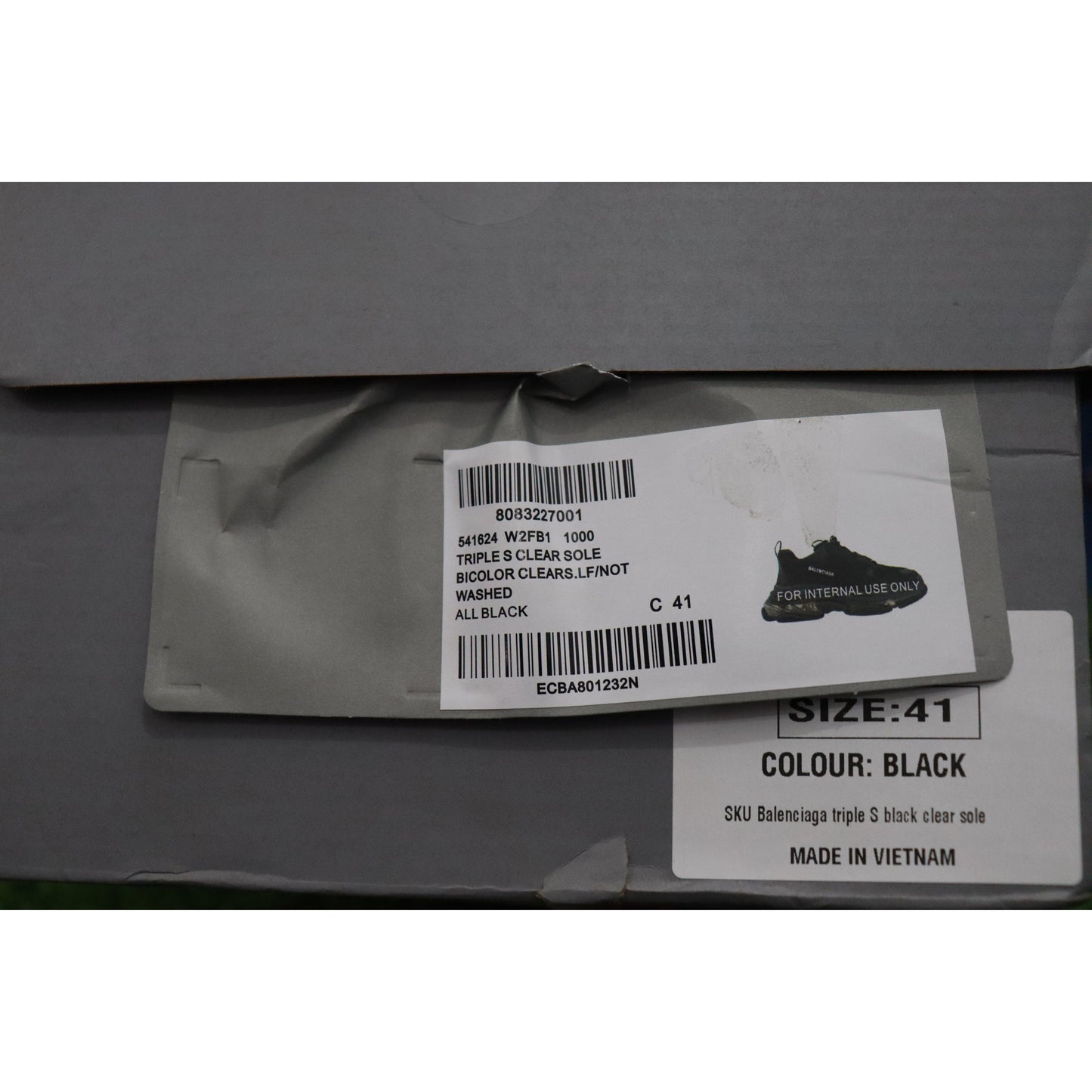 Balenciaga Mens Triple S Clear Sole Sneaker in Black
