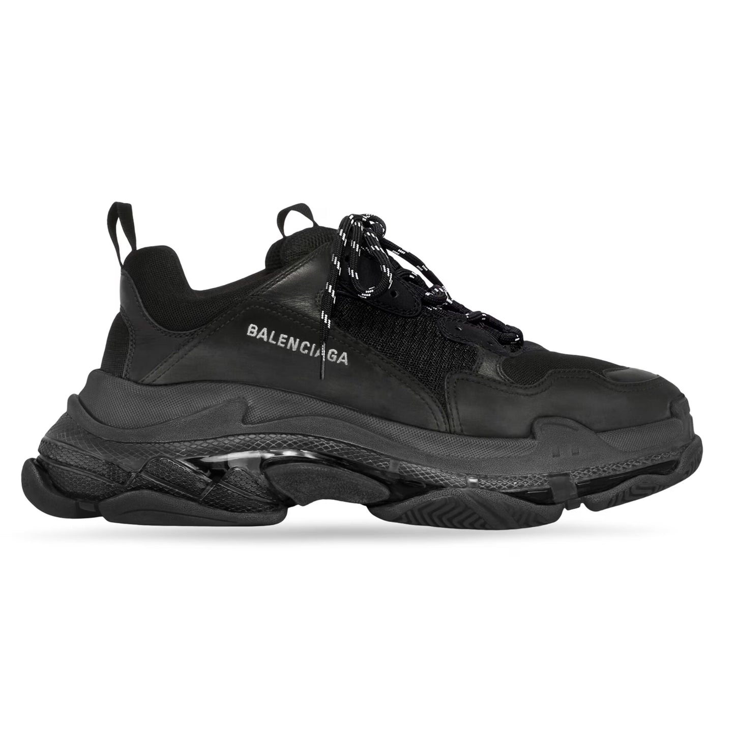 Balenciaga Mens Triple S Clear Sole Sneaker in Black