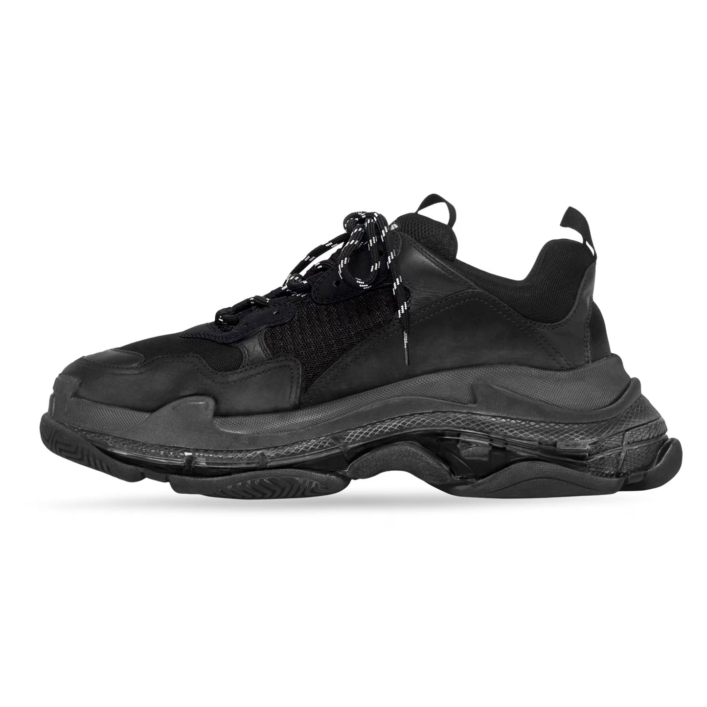 Balenciaga Mens Triple S Clear Sole Sneaker in Black