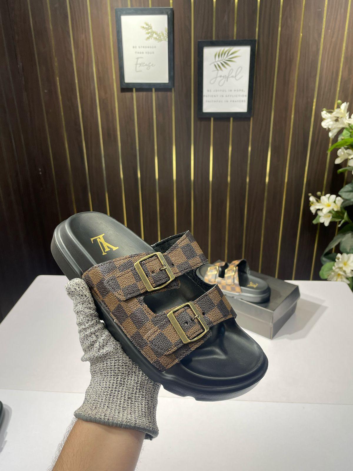 Louis Vuitton Grey Unisex Square Toe Slides