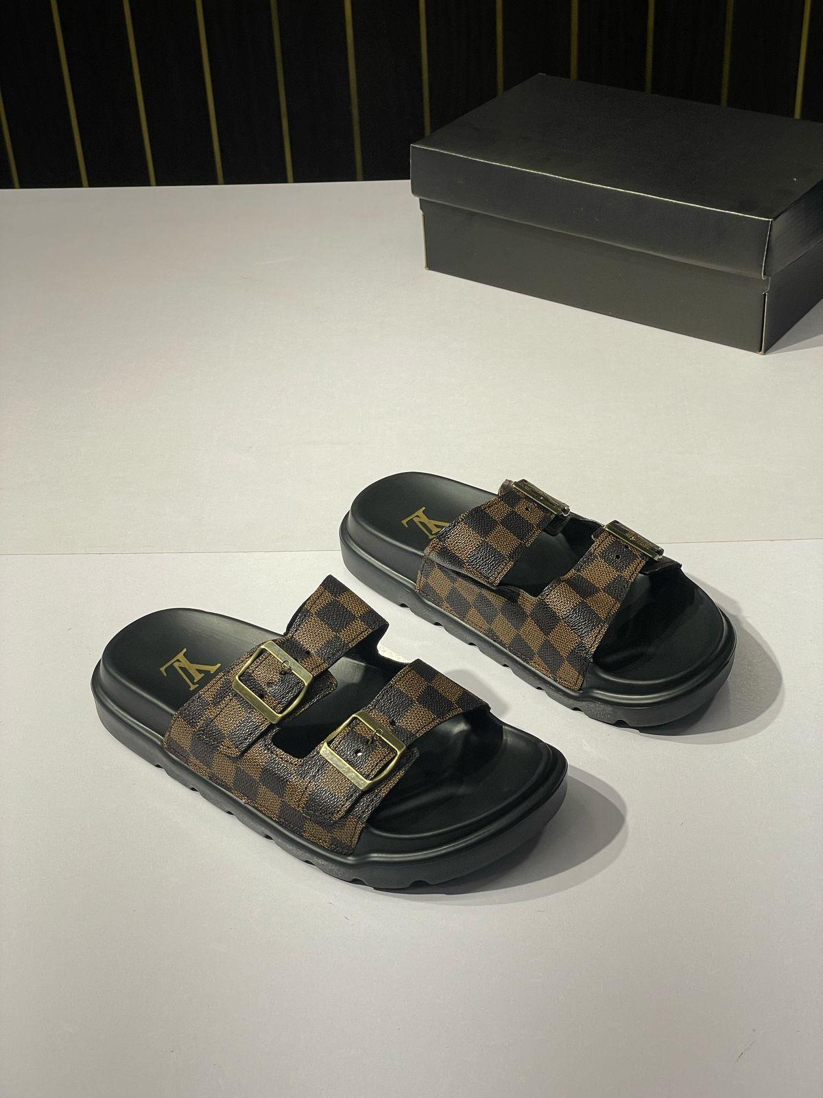 Louis Vuitton Grey Unisex Square Toe Slides