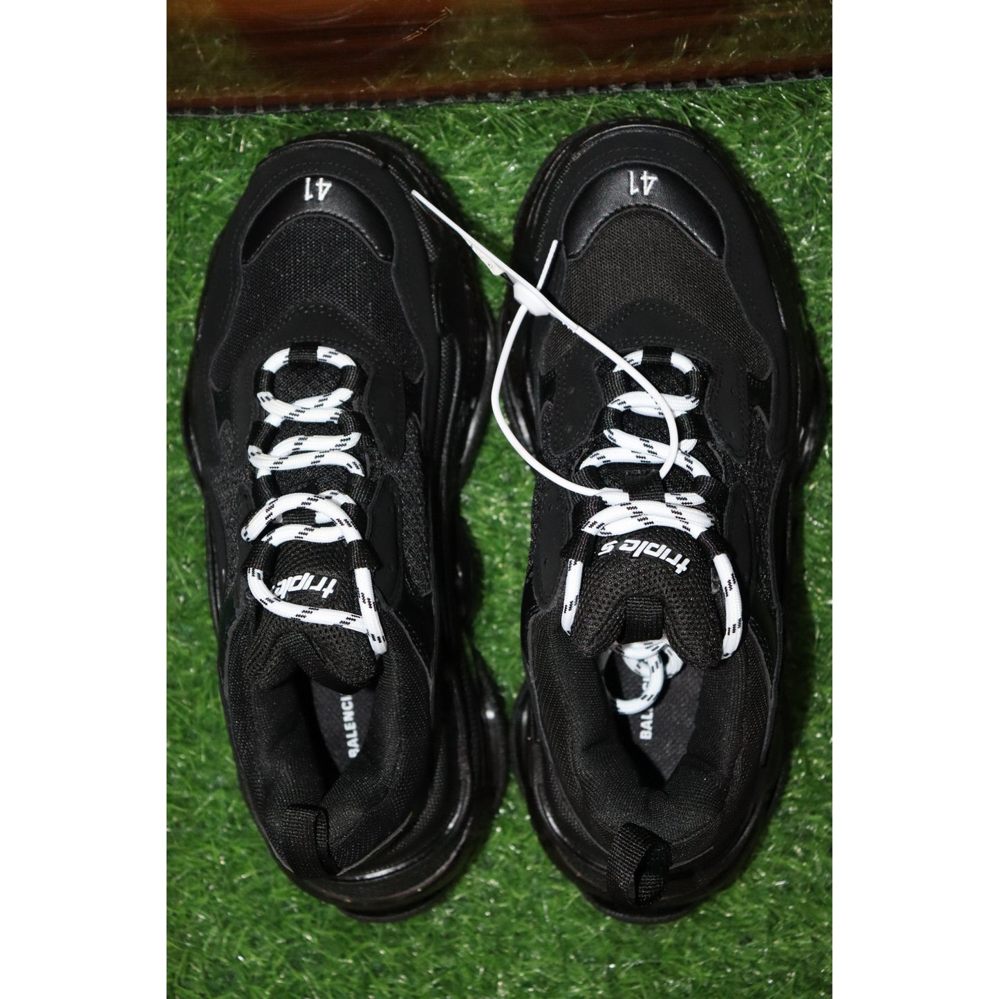 Balenciaga Mens Triple S Clear Sole Sneaker in Black