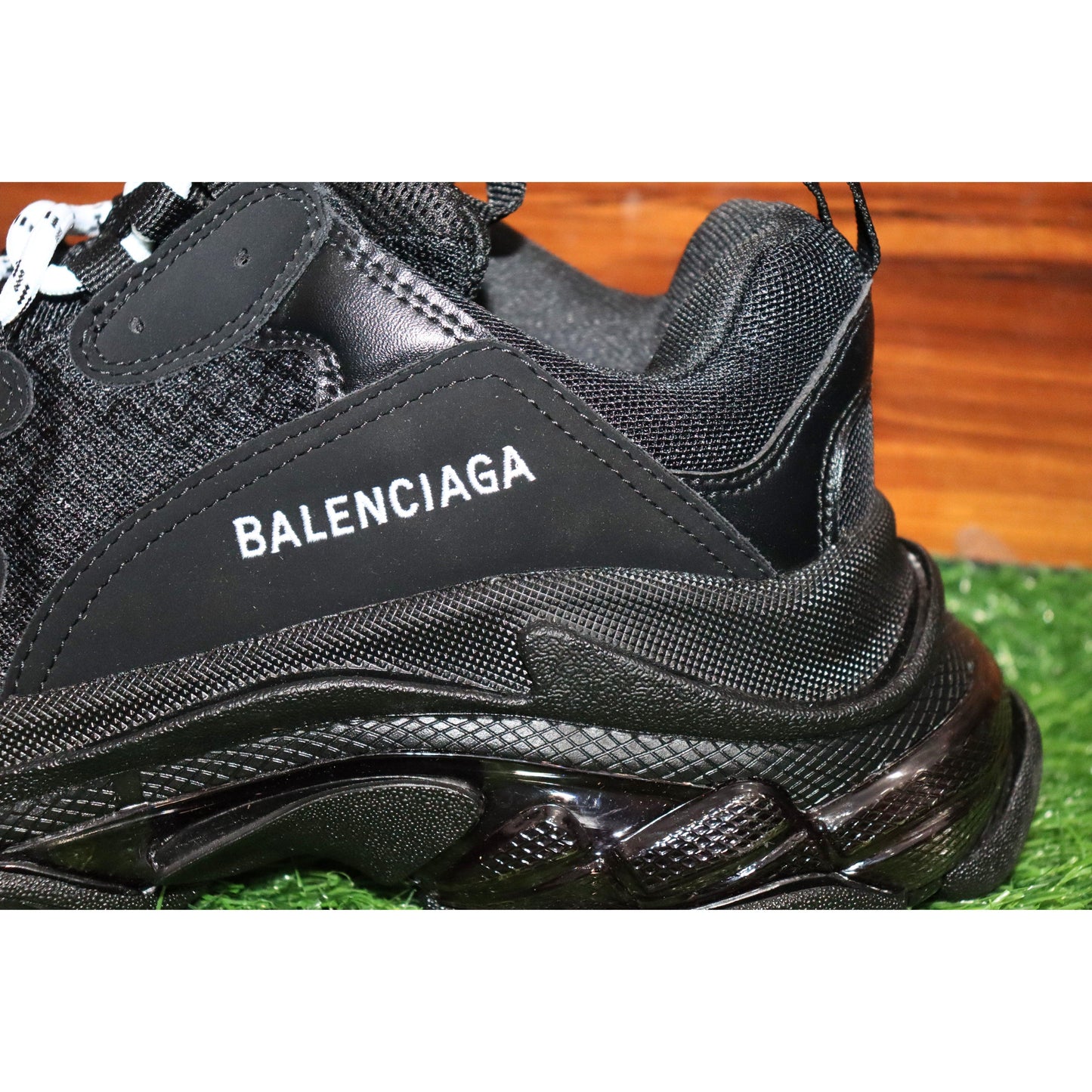 Balenciaga Mens Triple S Clear Sole Sneaker in Black
